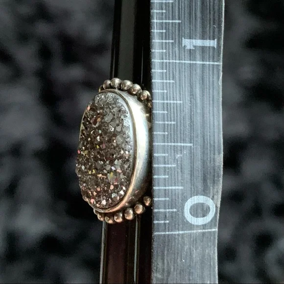Vintage Sajen Dark Druzy Sterling Silver ring - Picture 12 of 13